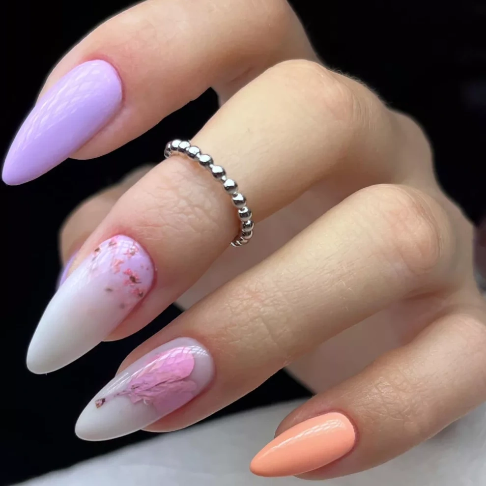 Nailgel többszínű szárítótott virágok