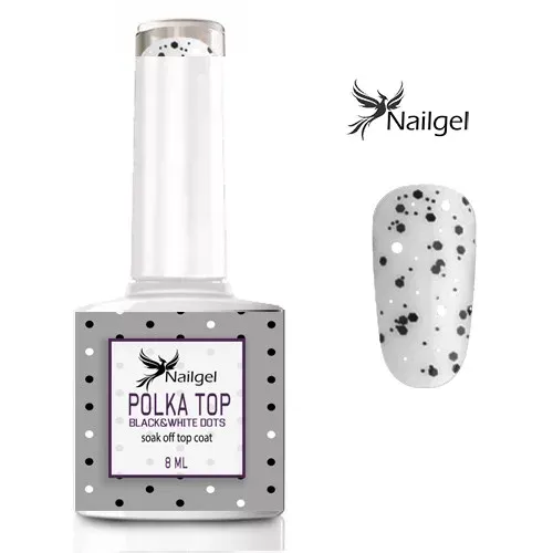 Nailgel Polka Top Black & White fényzselé 8ml