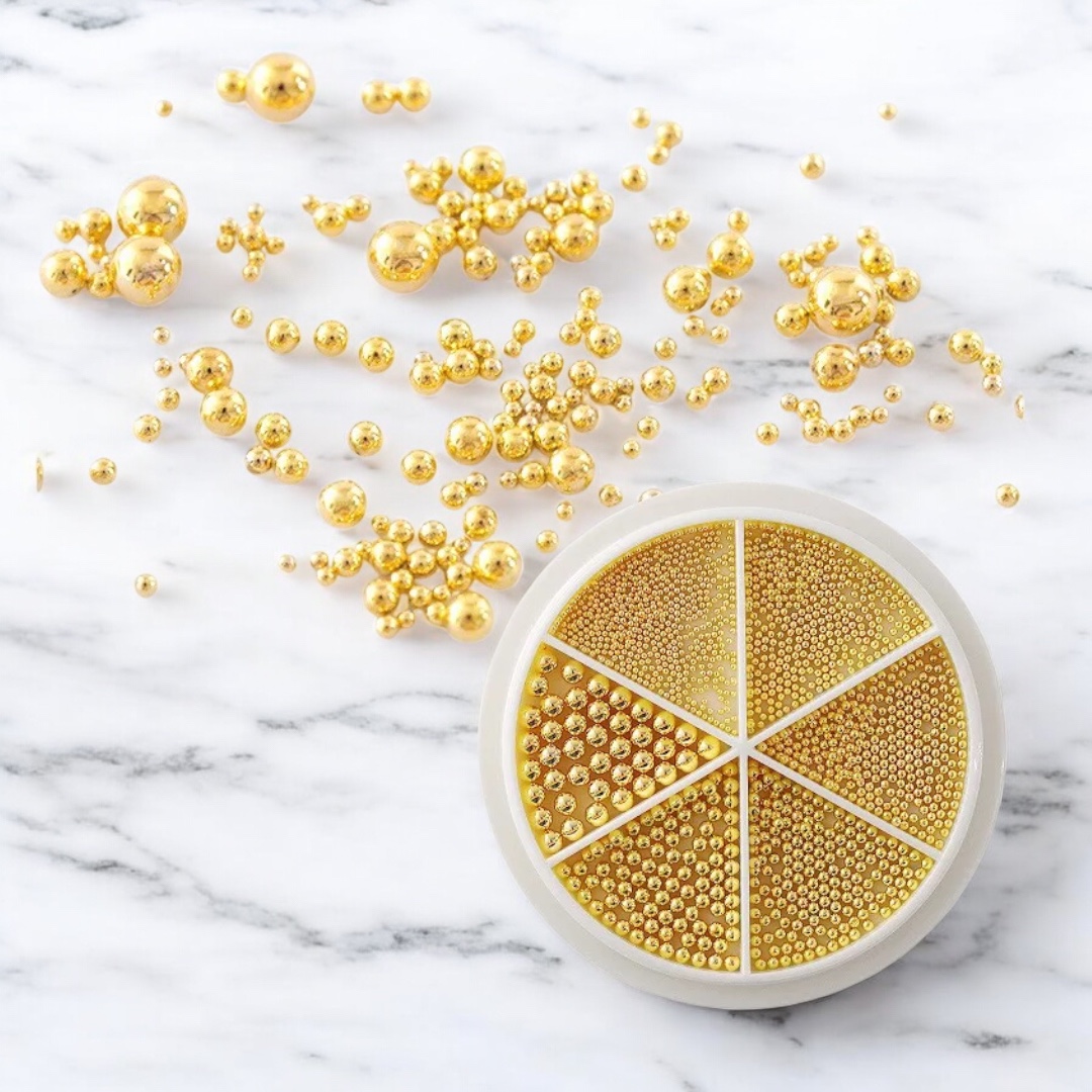 Nailgel szórógyöngy vegyes méret 26g - Arany