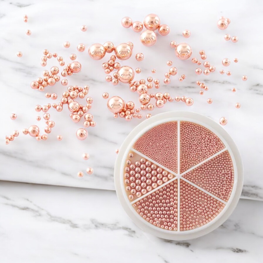 Nailgel szórógyöngy vegyes méret 26g - Rosegold