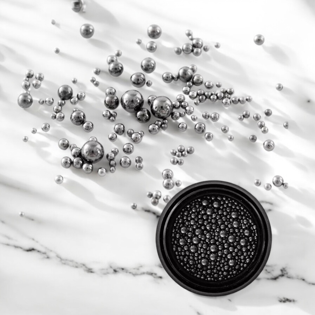 Nailgel szórógyöngy vegyes méret 16g - Fekete