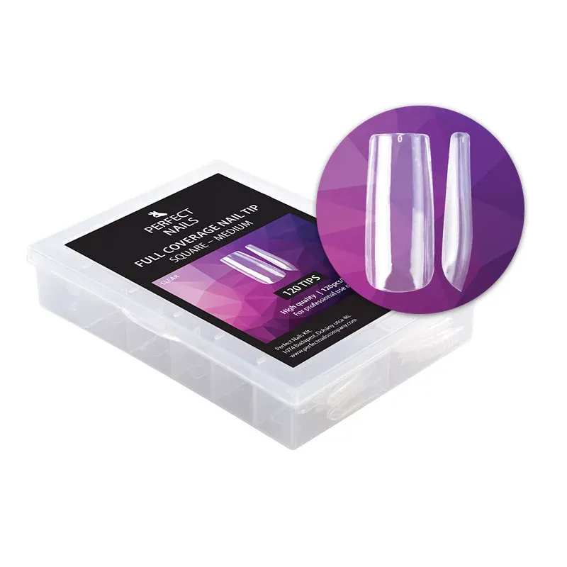 Perfect Nails Full Coverage Gel Tip - Zselés Műköröm Tip Készlet - Square Medium