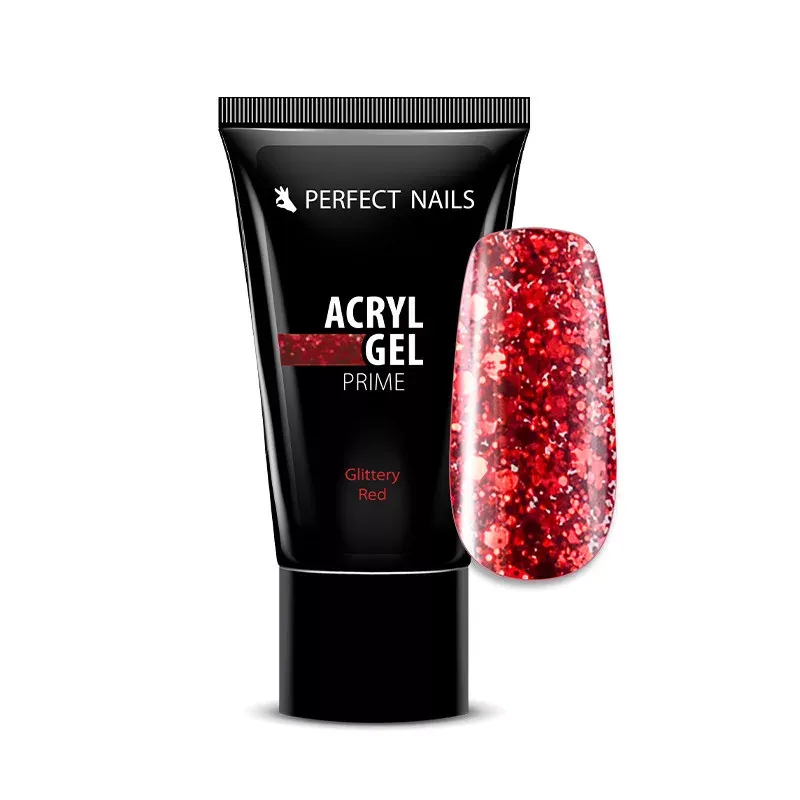 Perfect Nails PolyAcryl Gel Prime - Tubusos Polygel - Glittery Red 15g