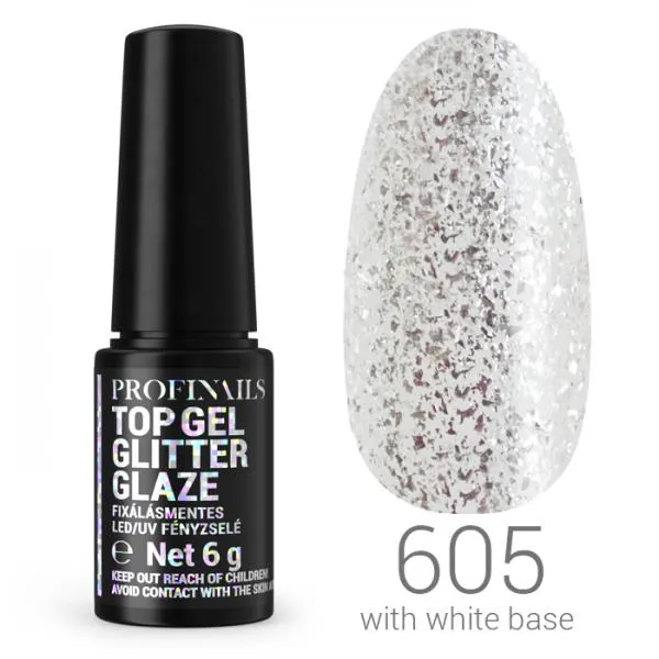Profinails UV lakkzselé Glitter Glaze Top 6gr 605